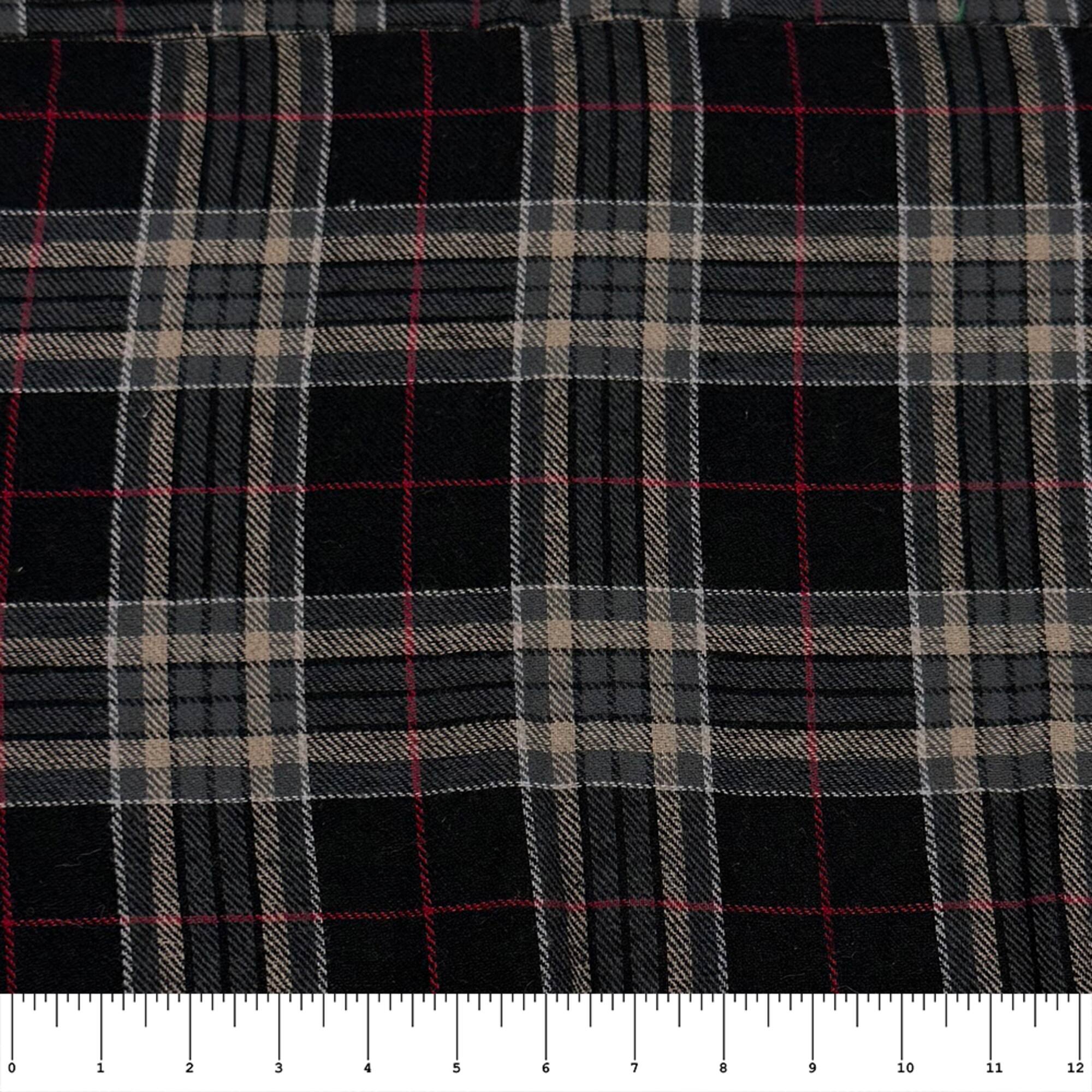 Feldman Edward Black Plaid Yarn-Dyed Cotton Flannel Fabric